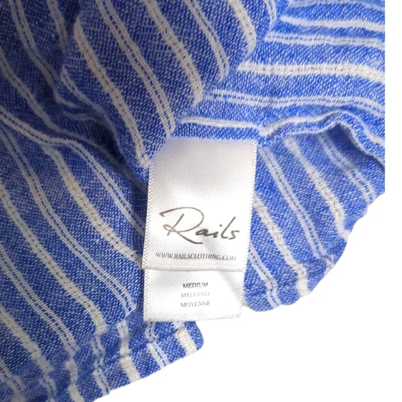 Rails Striped Summer Linen Dress Tiered Ruffle Skirt Sz Medium - Picture 12 of 12